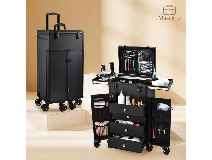 Valise de maquillage roulante professionnelle avec tiroirs, chariot de cosmétologie sur roulettes, station de maquillage mobile, valise de voyage pour coiffeur, table de manucure roulante,