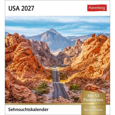 USA Sehnsuchtskalender 2027 - Wochenkalender mit 53 Postkarten