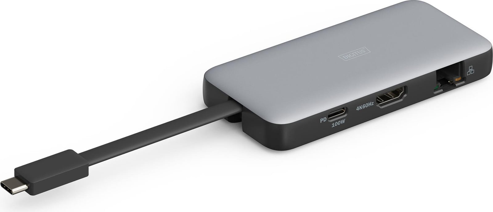 Digitus DA-70916 Dockingstation met USB-C naar HDMI, USB 3.2, RJ45, SD en MicroSD, PD, zilver