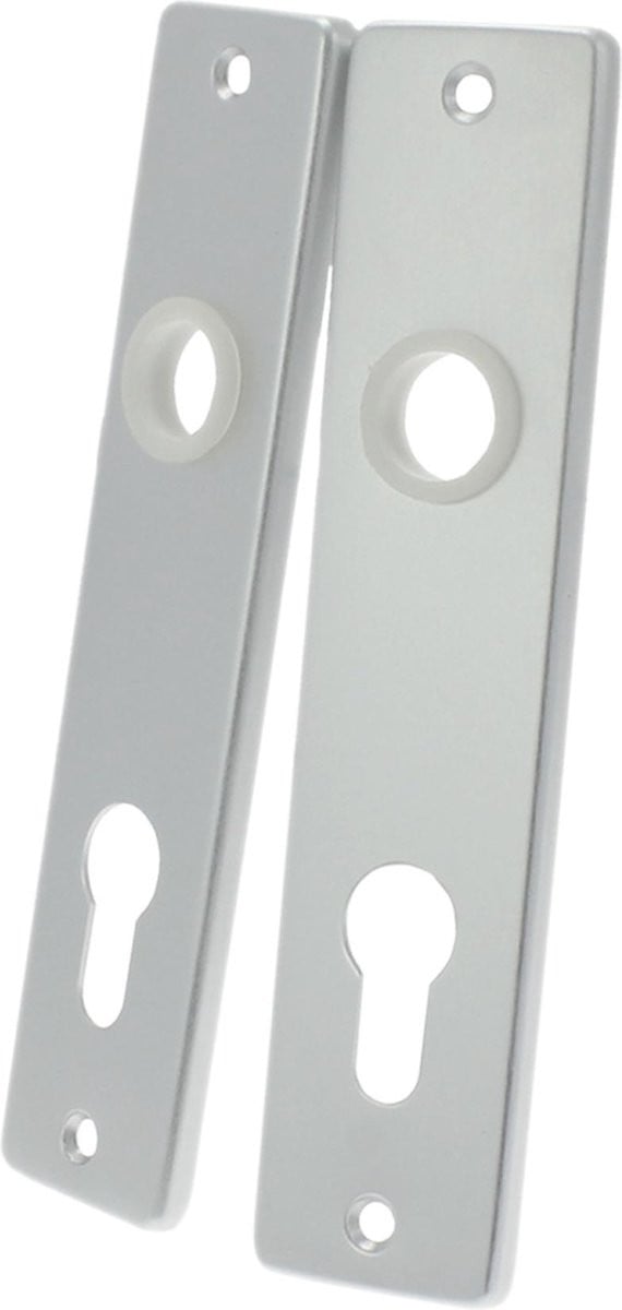 Starx Kortschild Profielcilinder PC72 Deurschild met Cilindergat - Aluminium Geëloxeerd - Hartafstand: 72 mm - Afmetingen: 180 x 41 mm - Zilver