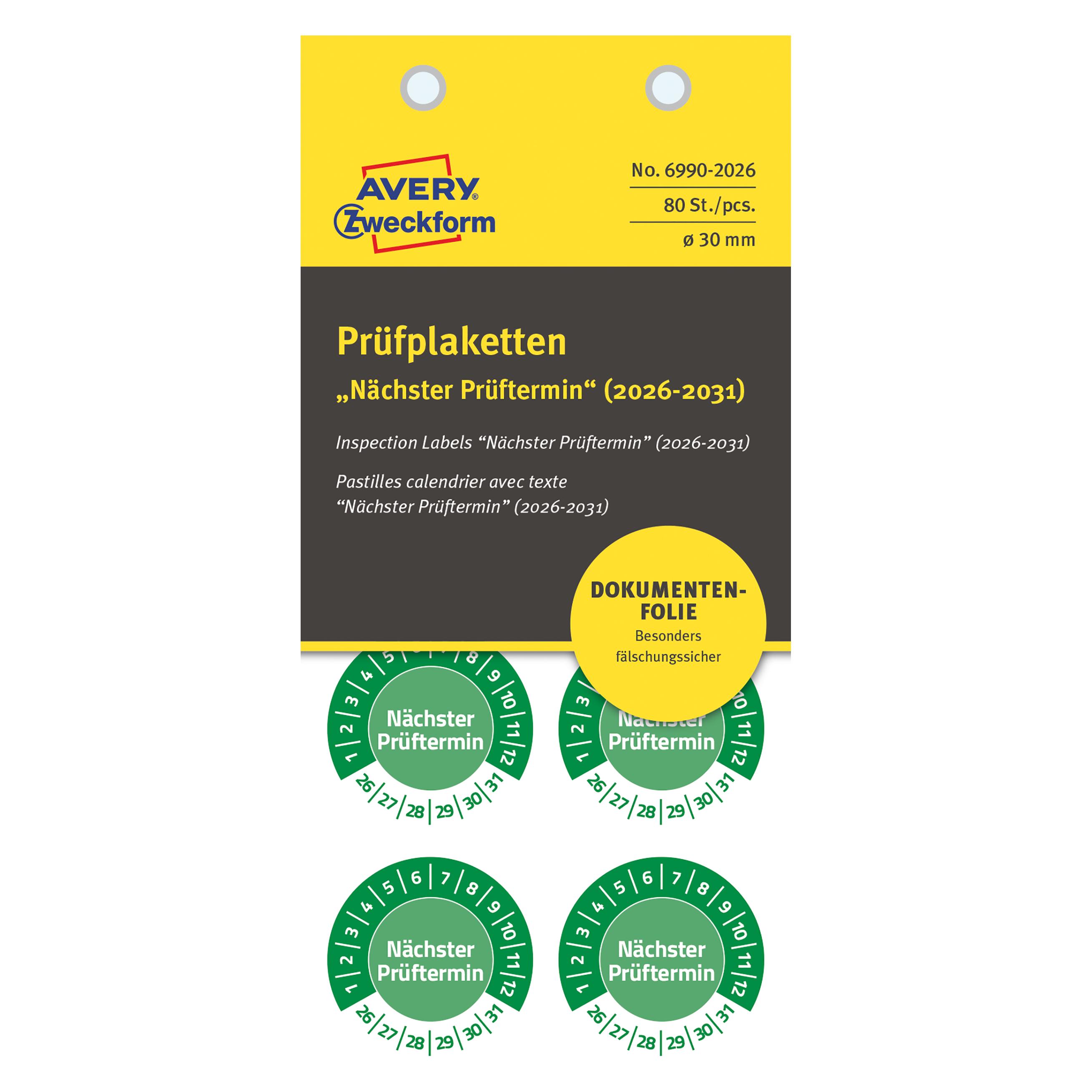 Avery Prüfplaketten (6990-2026)
