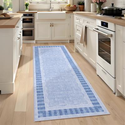 Garvee Modern Scalloped Pattern Geometric Border Washable Area Rug