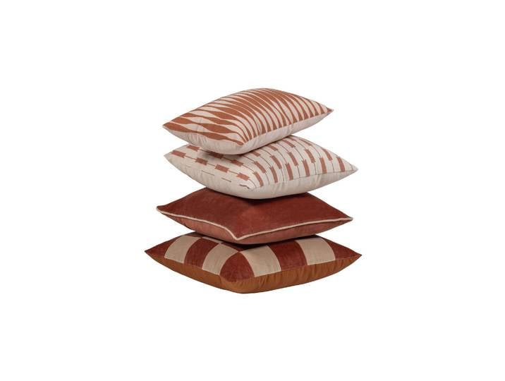 Lot de 4 Coussins en Coton Rose et Brun Rouille Zena