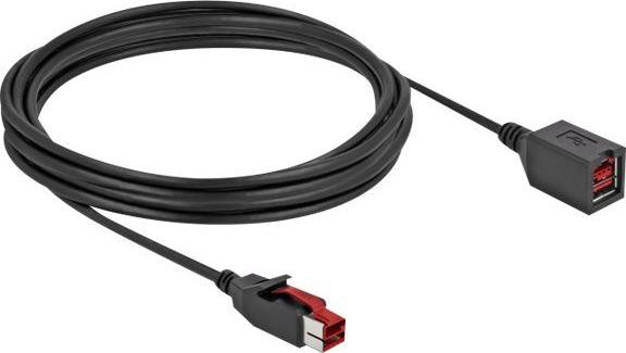 Delock PoweredUSB verlengkabel 24 V, 4 meter, zwart