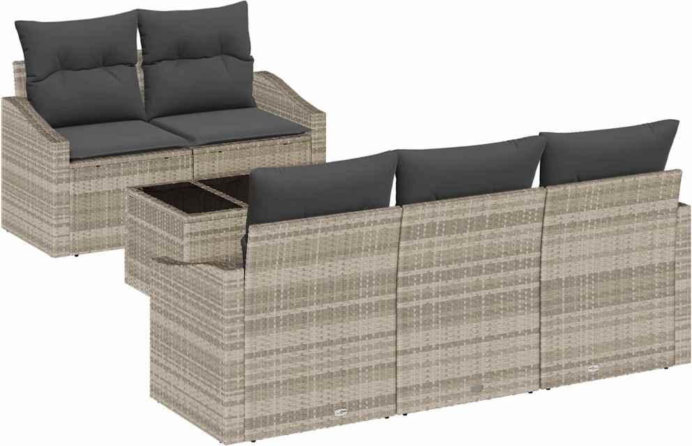 vidaXL Sofa Set 6 stk. Hellgrau [Synthetisch]: Poly Rattan