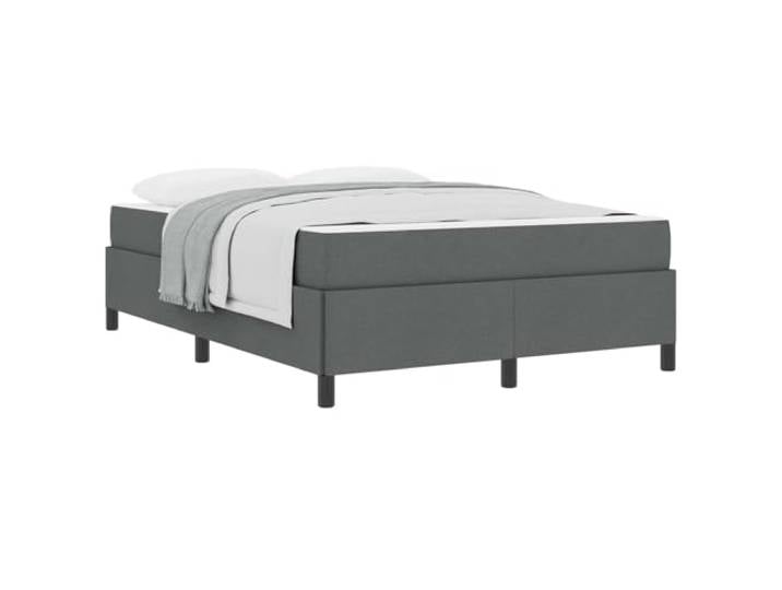 PUGYNBK Boxspringbett, Dunkelgrau, 140 x 200 cm, Stoff Fester Lattenrost, Taschenfederkernmatratze, mittlere Festigkeit, Komfortschaum