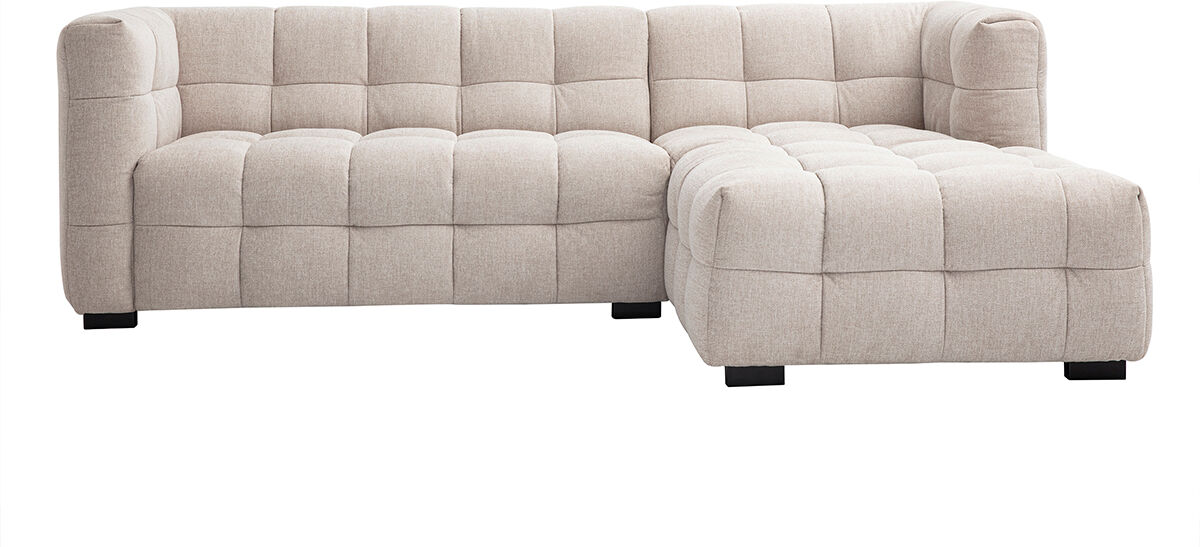 Miliboo Design Ecksofa rechts 3-Sitzer in texturiertem Samt-Effekt Stoff beige CORTO