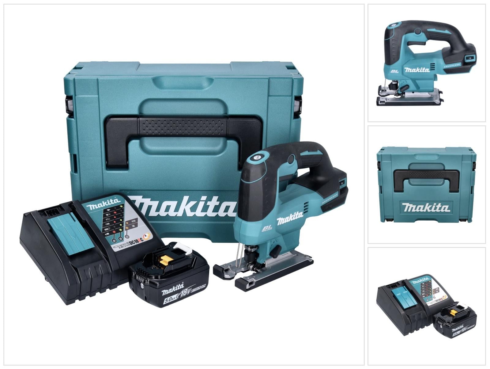 Makita DJV 184 RT1J accu pendelzaag 18 V borstelloos met 1x 5,0 Ah accu en oplader en Makpac