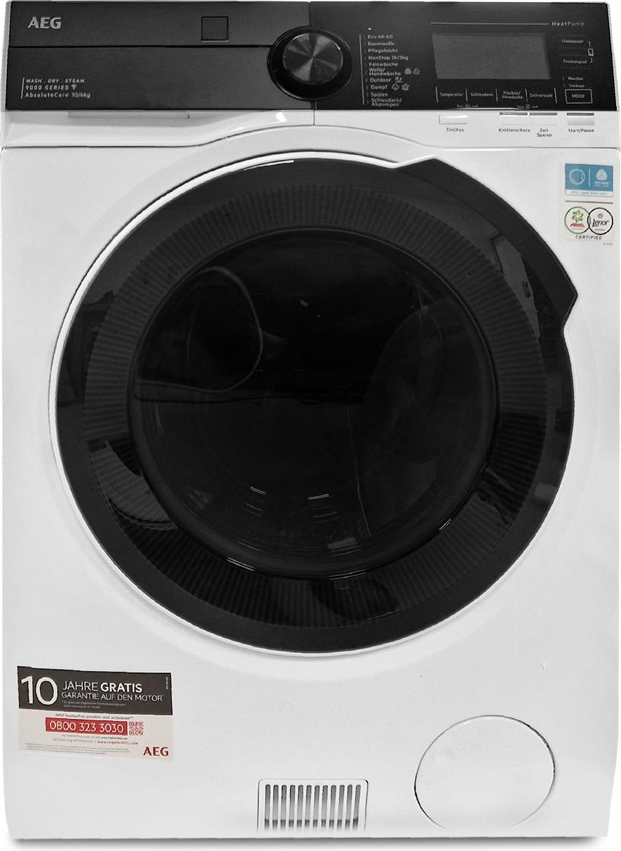 AEG LWR9W81600, Frontlader, Freistehend, Weiß, Links, Tasten, Drehregler, LED