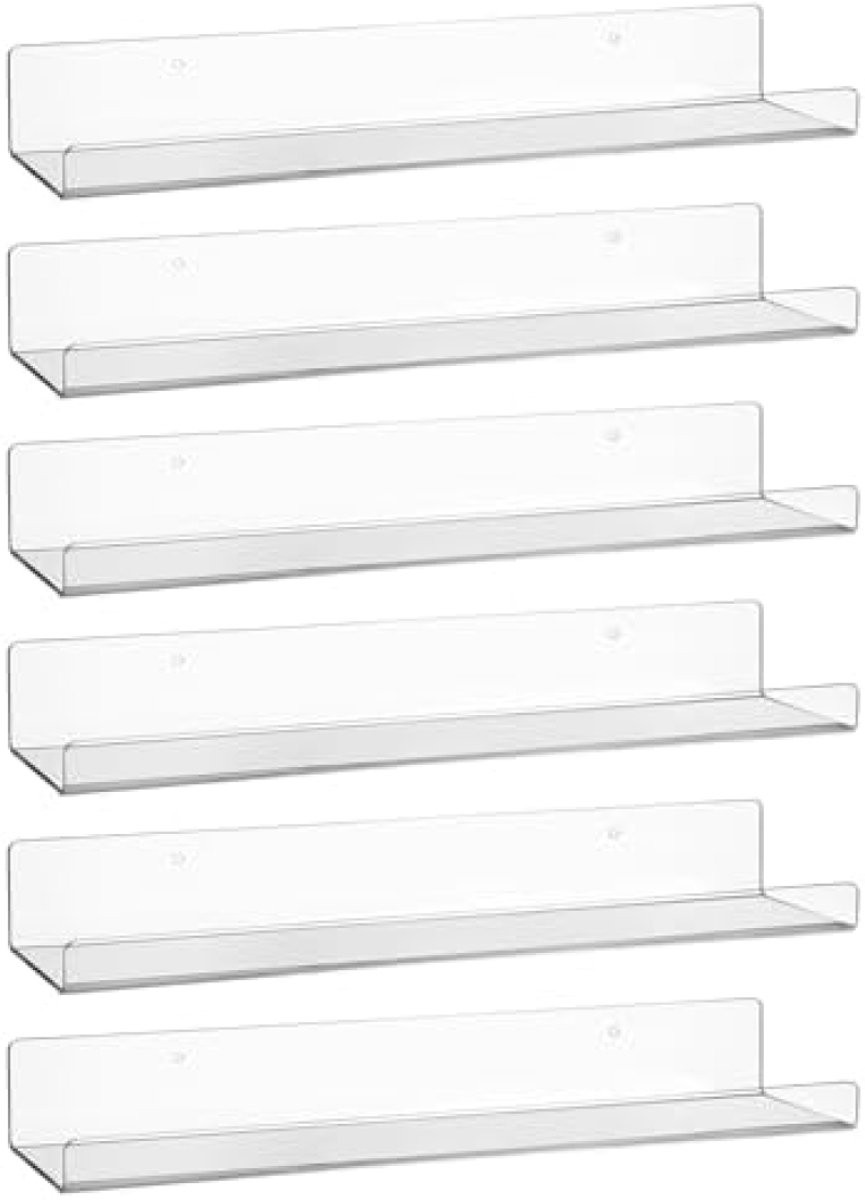PromoHome Transparante Zwevende Wandplanken Set van 6 stuks - 38 cm