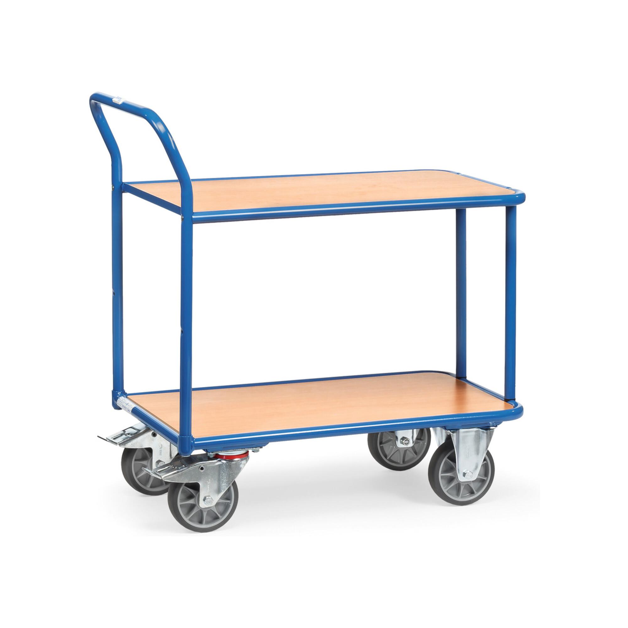 fetra Tischwagen 2602, Tragkraft 400kg TPE-Reifen, 2 Etagen, 1 Schiebebügel)