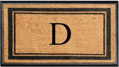 "A1 Home Collections Markham Border Natural Flocked Rubber Large Doormat 30""x48"""