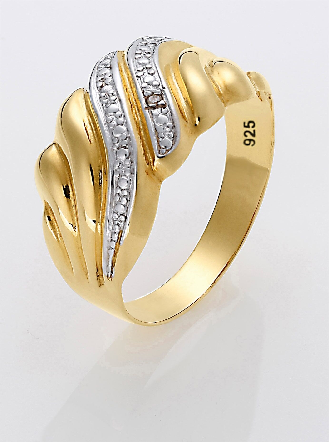 Fingerring LADY Gr. 16, silber (silber vergoldet 925), Fingerringe, Damen, 16, Metall Silber 925 (Sterlingsilber), Metall, Silber 925 (Sterlingsilber), Fingerring