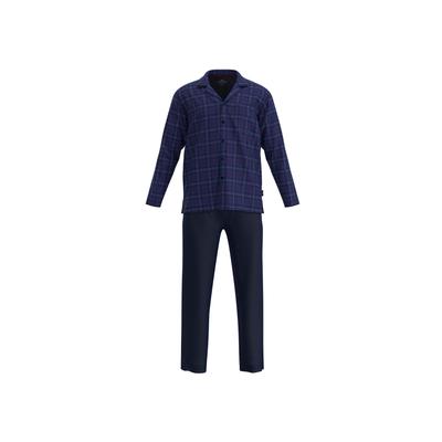 Schlafanzug GÖTZBURG "Pyjama Pyjama Set Flanell Valencia", Herren, Gr. XXL, blau (dunkelblau), Obermaterial: 100% Baumwolle CO., Homewear-Sets Schlafanzug