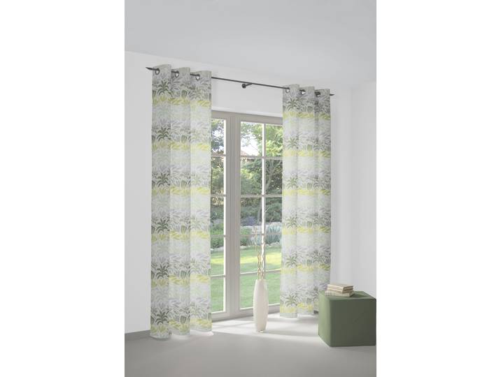 Vorhang WIRTH Kairo Gr. 2, grün, B:132cm H:175cm, Jacquard, Baumwolle, Polyester, Gardinen, Vorhang