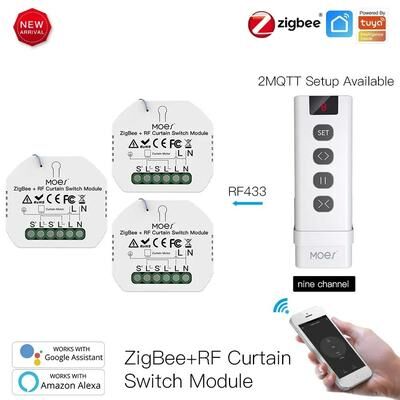 Uplifted Goods Smart Curtain Switch Module With ZigBee And RF Remote Control 3 Module 9 Channel