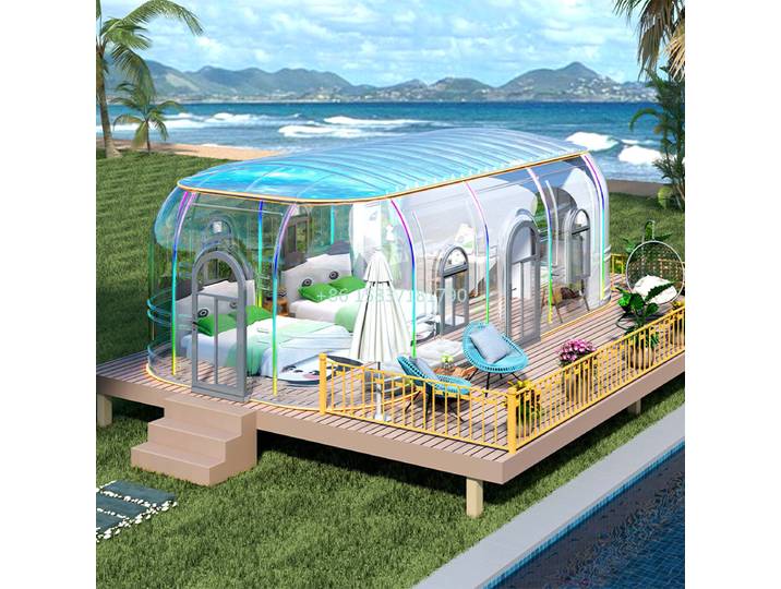 Dôme à bulles de luxe pour hôtel et complexe hôtelier en plein air, chambre ciel étoilé, maison dôme en verre transparent, dôme Volferda pour le camping et l'observation des étoiles