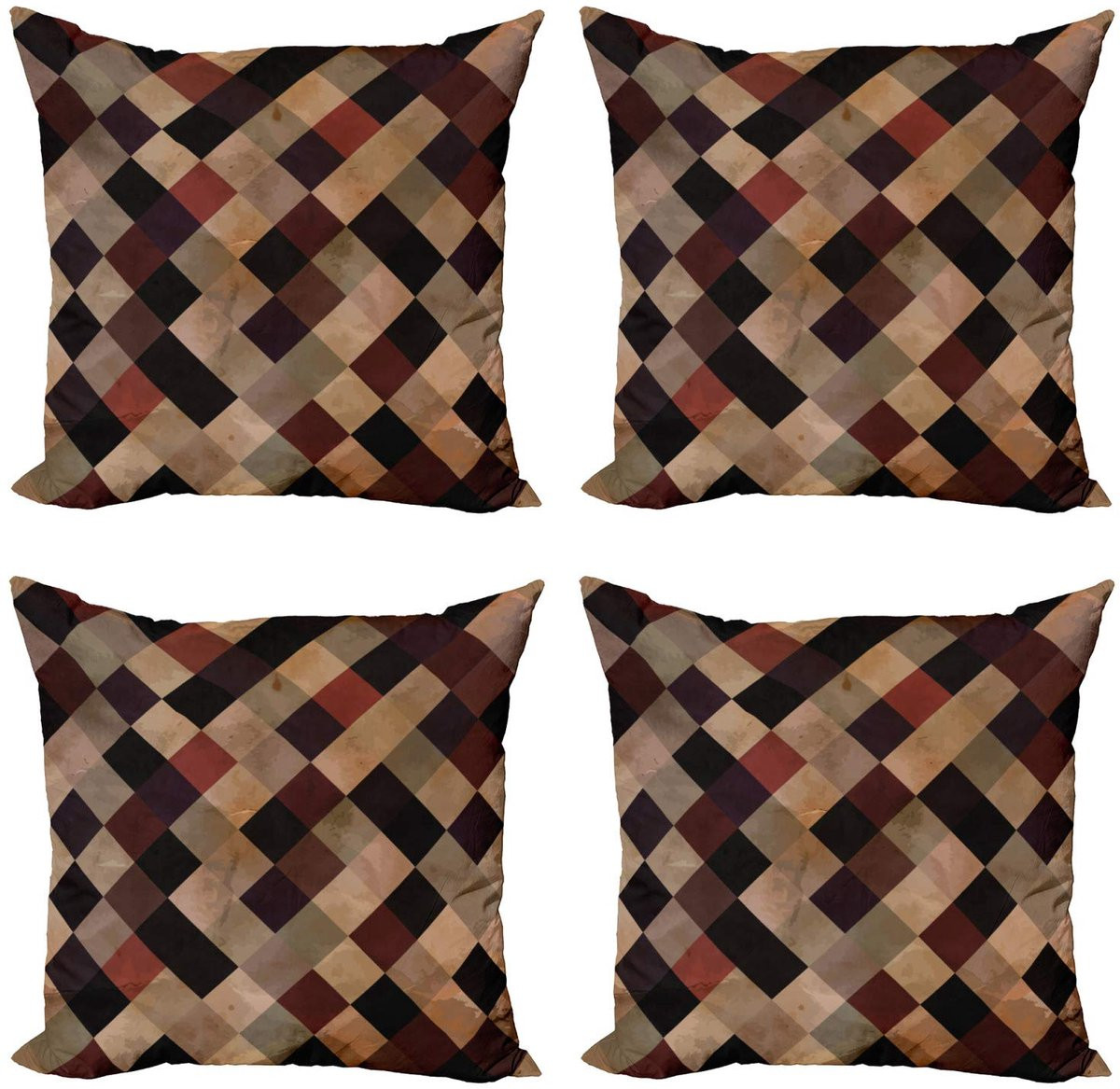 ABAKUHAUS Grunge Kussenhoezen - 4 stuks - 45 x 45 cm - Dubbelzijdig Digitaaldruk