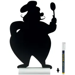 Securit® Tischtafeltafel - Silhouette Koch - Aluminium Sockel - Kreidestift inklusive