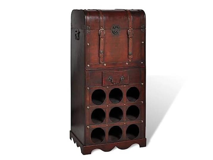 vidaXL Holz-Flaschenregal für 9 Flaschen mit Aufbewahrungstruhe