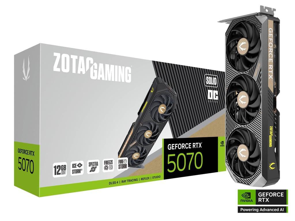 ZOTAC GAMING GeForce RTX 5070 SOLID OC 12GB GDDR7 Grafikkarte 3x DP, 1x HDMI ZT-B50700J-10P