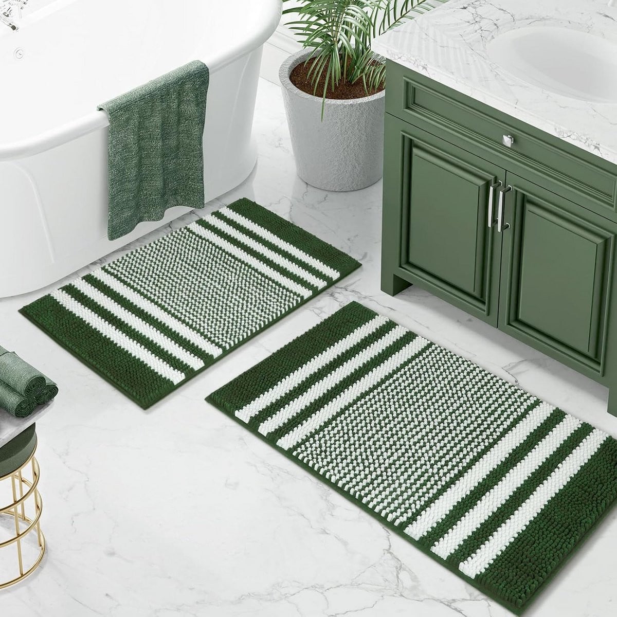 2-delige Chenille Badmatten Set - Extra Zachte en Absorberende Antislip Badkamer Vloerkleden