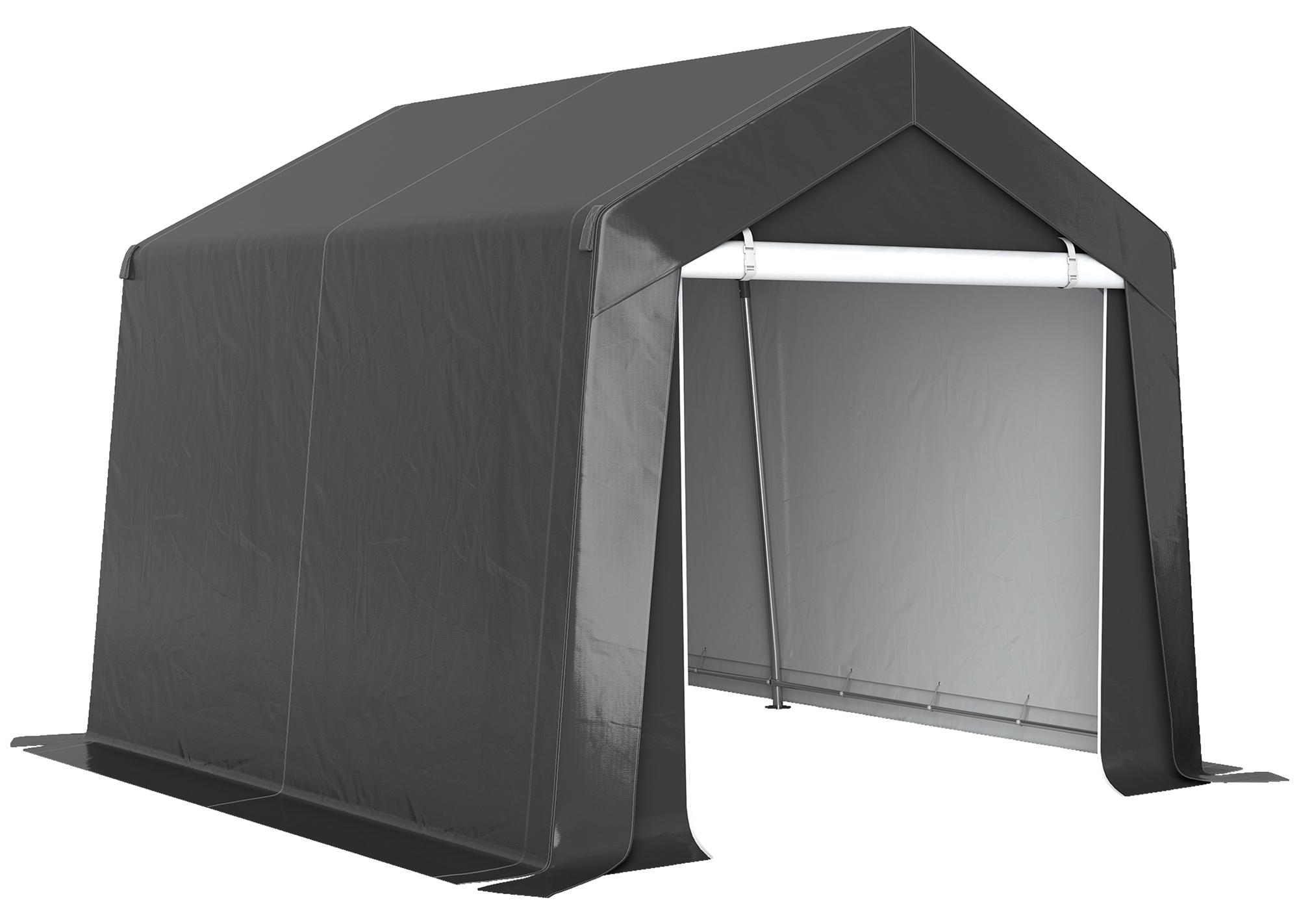 Carport Zeltgarage 3x3 m Wasserdicht Garagenzelt mit Rolltür Belüftungsfenster Verlängerte Kanten Dunkelgrau