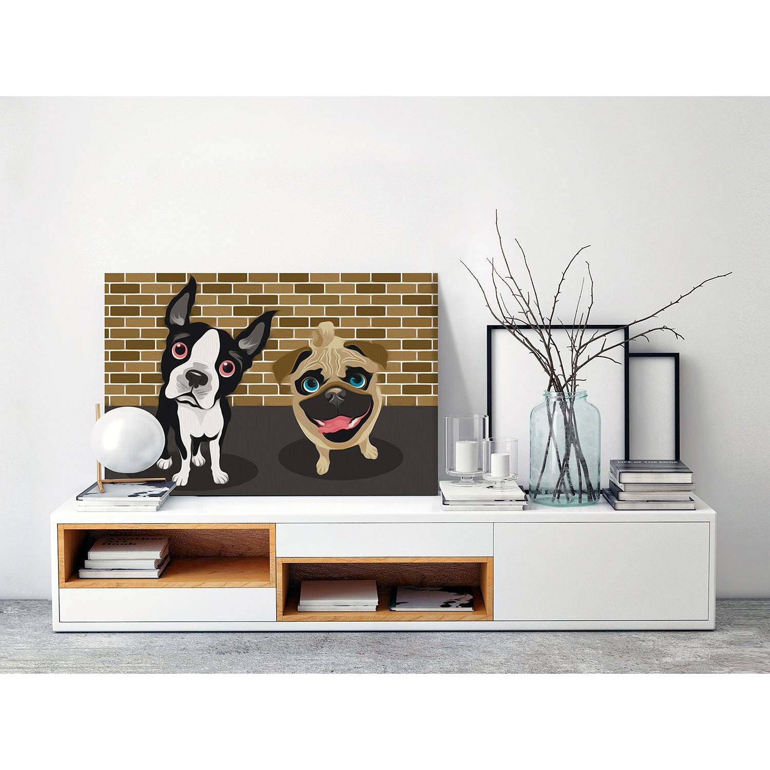 home24 Schilderen op Nummer - Bulldog II - Linnen Blanc - 40 x 50 cm