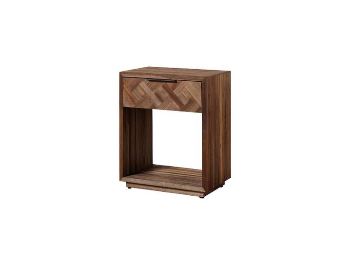 Table de chevet en teck marron, 1 tiroir, rectangulaire, antidéra