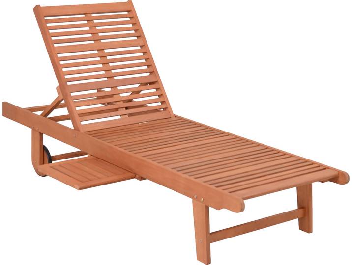 Gartenliege GARDEN PLEASURE Sonnenliege »SAN DIEGO«, beige , beige (natur), Kissenbezug: 100% Polyester, Gartenliegen, Gartenliege, Eukalyptusholz, verstellbare Rückenlehne, L: 183 cm