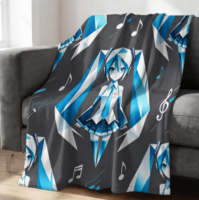 Inspire Curations Hatsune Miku Crayon Style Flannel Throw Blanket zy255 a 70x100cm 28x40in