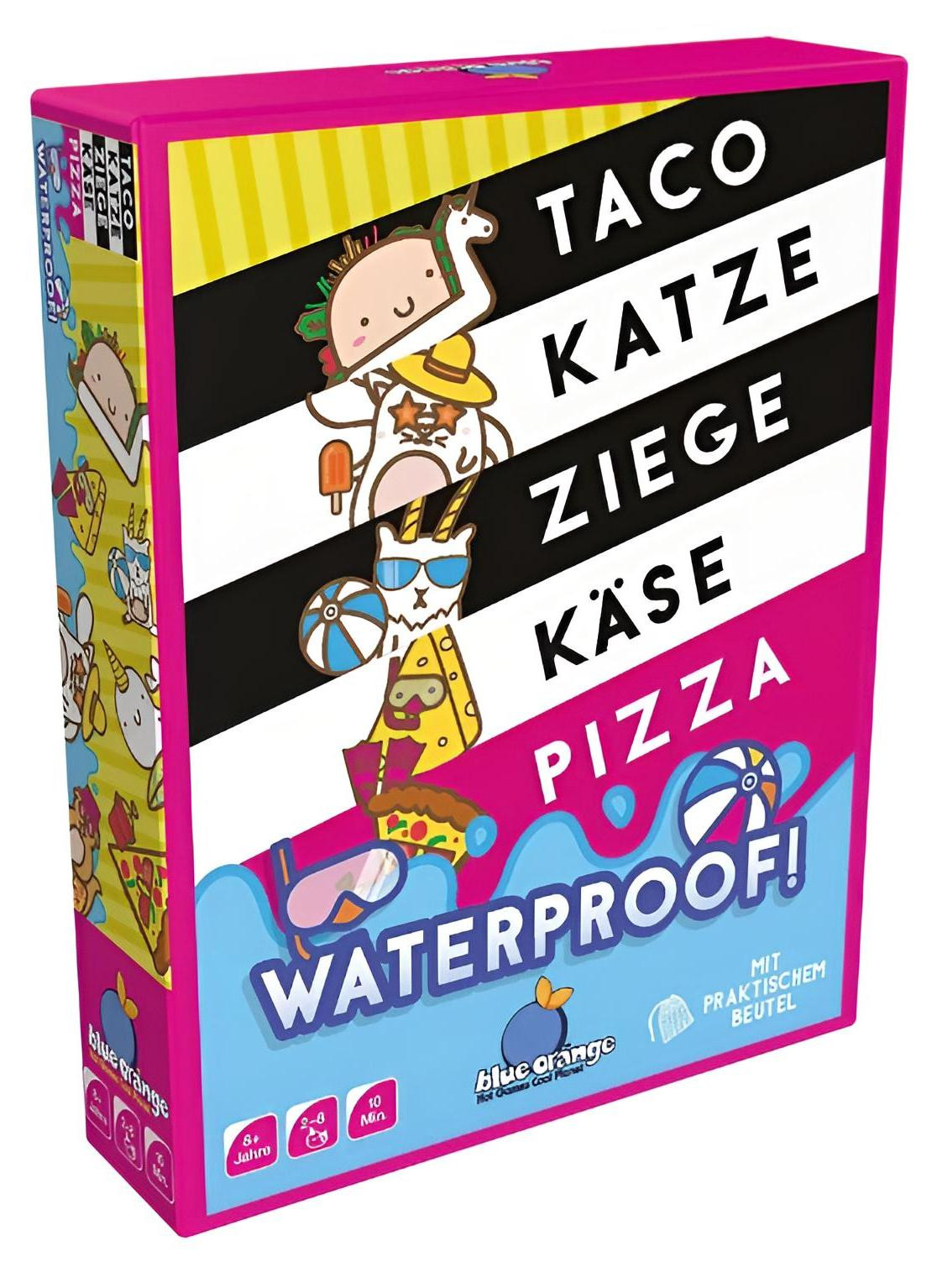 Waterdichte print met taco, kat, geit, kaas en pizza