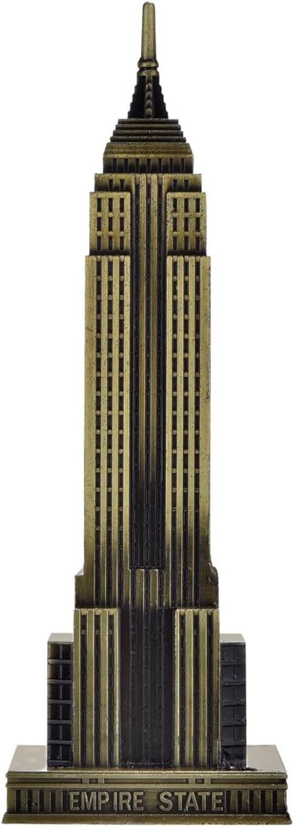 Vintage Empire State Building Model Bronzen Metalen Sculptuur Standbeeld