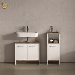 BADEZIMMERMÖBEL-SET Amalfi, Weiß/Goldkraft Eiche, 2-teilig