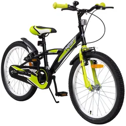 Actionbikes Kinderfahrrad Wasp 20 Zoll, Fahrradständer, Schutzbleche, verstellbar, V-Brake-Bremsen (Schwarz-Grün)