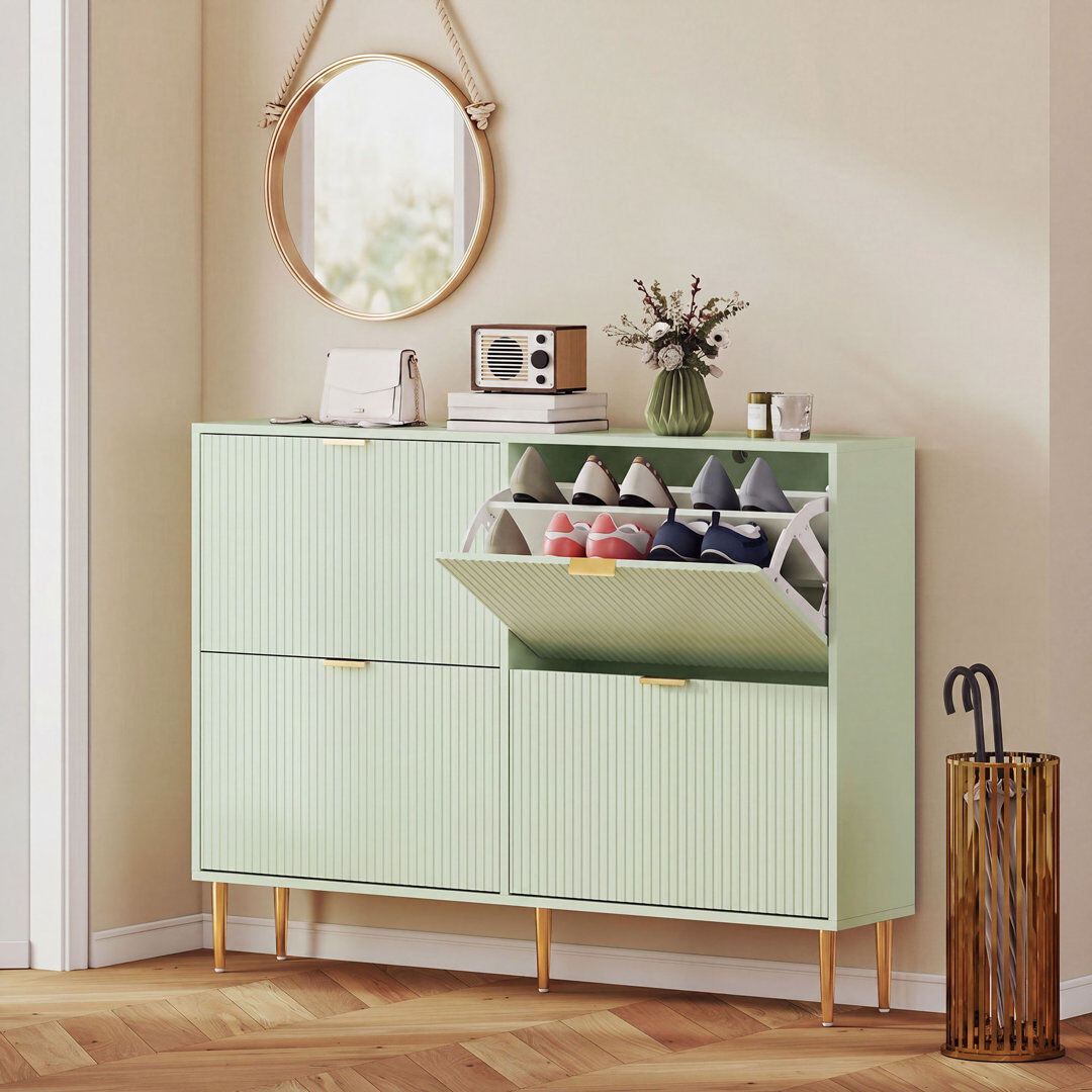 Brayden Studio Flip Down Shoe Storage Green 91.5 cm H x 105 cm W x 24 cm D