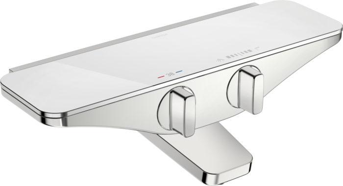 Hansaemotion Wannen-Thermostat 5864217182 Aufputz, Sicherheitsglas, integrierter Umsteller mit Absperrung, chrom/weiss