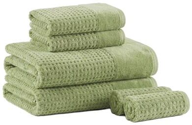 PRIMEPLUS 6-Piece Combed Cotton Waffle Jacquard Bath Towel Set