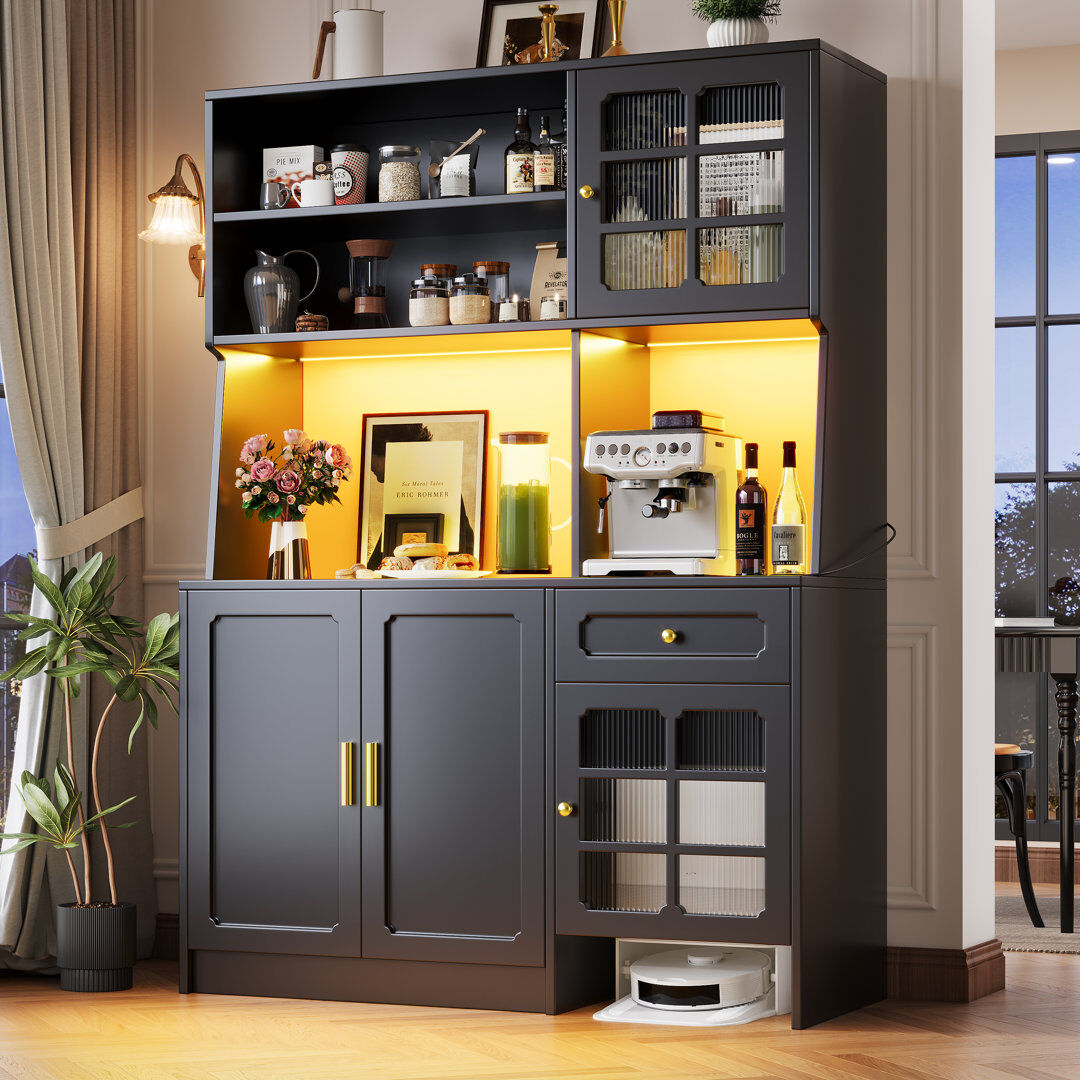 Brayden Studio 180cm Kitchen Pantry Black 180cm H X 60cm W X 33cm D