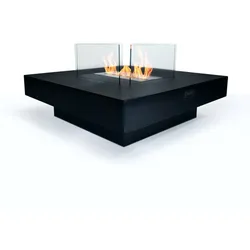 Divina Fire Panarea Schwarzer 70x70x35 Bioethanol-Standkamin für den Innen- und Außenbereich