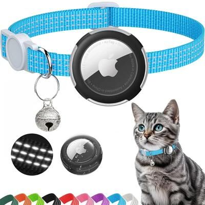 Uplifted Finds Reflective AirTag Breakaway Cat Collar With Bell sky Blue (no Tracker)
