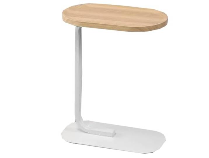 OIFAODAO Runde Tische， Mit Holz-Desktop, ovaler Beistelltisch mit Metallrahmen(Wood a)