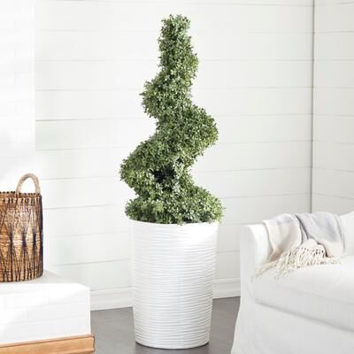 Studio 350 White Fiberglass Contemporary Artificial foliage 61 x 20 x 18 - 20 x 18 x 61 Round