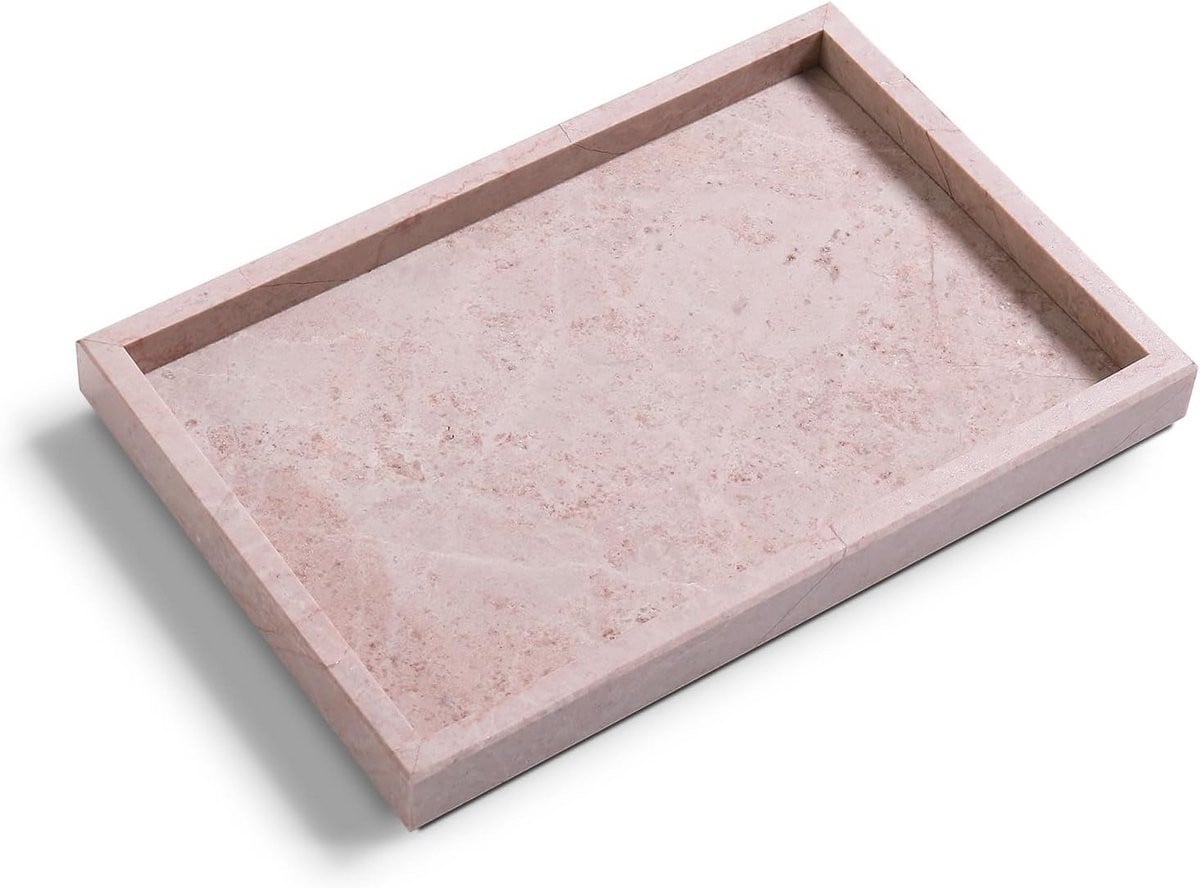 Natuurlijk Roze Marmeren Dienblad voor Badkamer, Keuken en Decoratie
