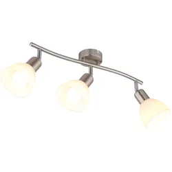 Deckenleuchte Deckenlampe  Wohnzimmerleuchte Nickel matt Glas opal LED H 16,5 cm