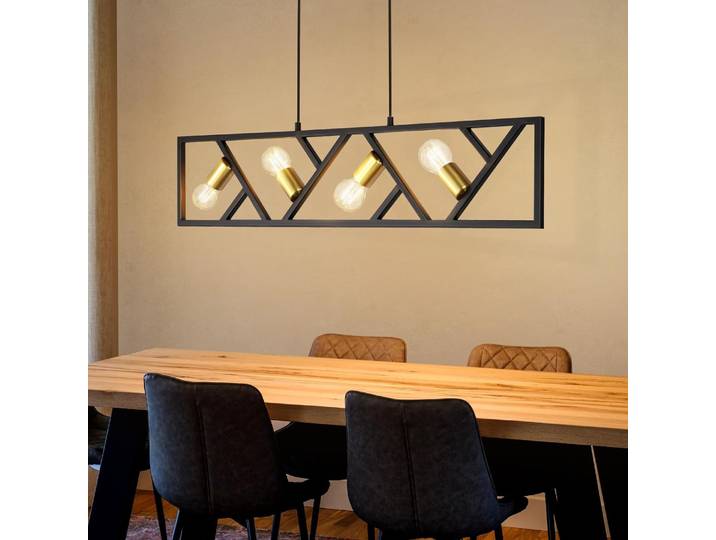Lampe suspendue E27 moderne réglable en hauteur en métal noir