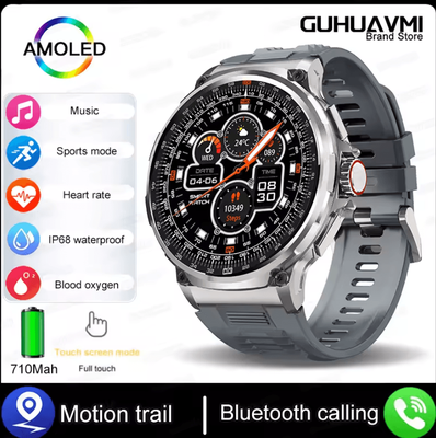 Inspire Curations Ultra AMOLED GPS Smartwatch With Bluetooth Call & 710mAh Long Battery silver