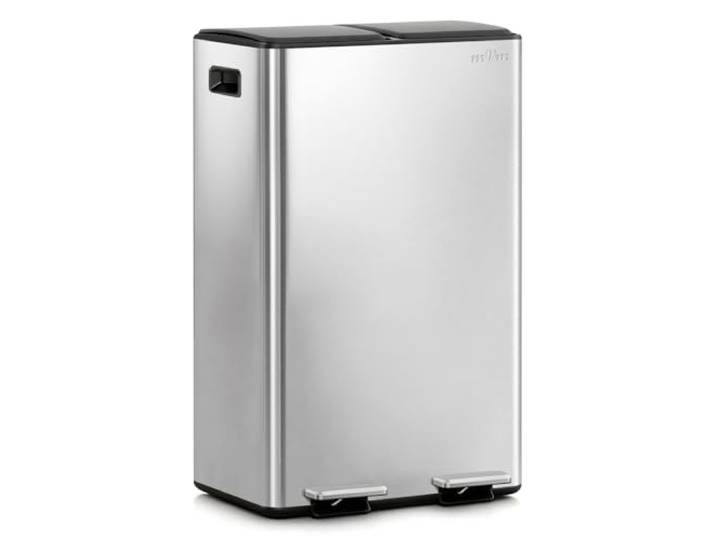 mVm Mülleimer Küche,60 Liter Treteimer,2 x 30 Liter Treteimer, 2 Fächer, Mülltrennsystem, Abfalleimer Küche mit Inneneimer aus Kunststoff,Metall,Klappdeckel, Softclose, Luftdicht