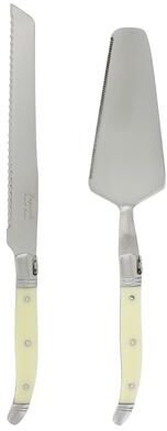 French Home 2 Piece Laguiole Faux Ivory Conoisseur Cake Slicer and Server Set