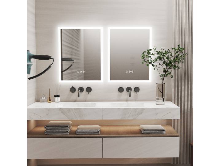 HOMirror-Vanity LED Illuminated Wall Mount, Touch AntifAustin Cosmetic Lights, 400x500mm, 16x20 in